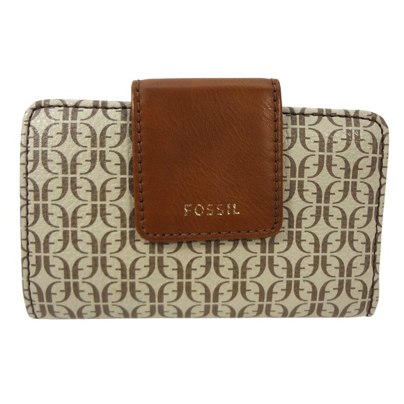 Fossil Felicity Tote Bag Wallet Set Signature Logo Taupe and Tan w Leather Trim - Picture 6 of 16